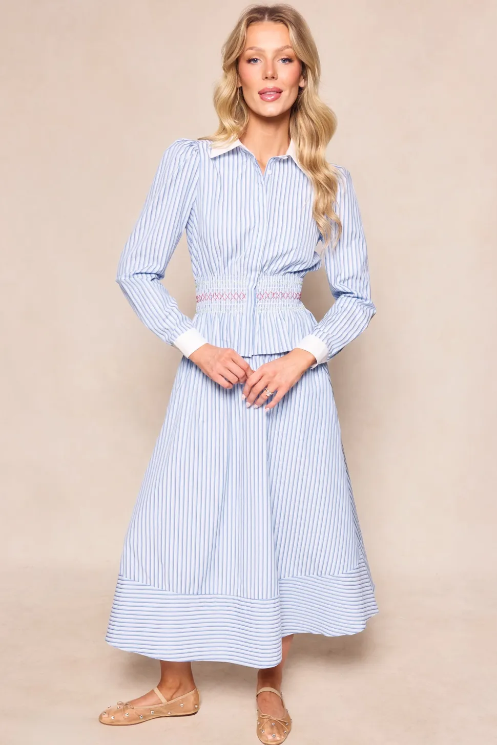 Bluebell Top in Blue & White Stripes
