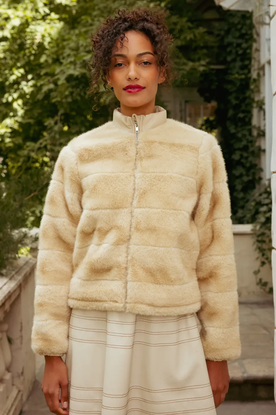 Brianna Jacket in Cream Fur