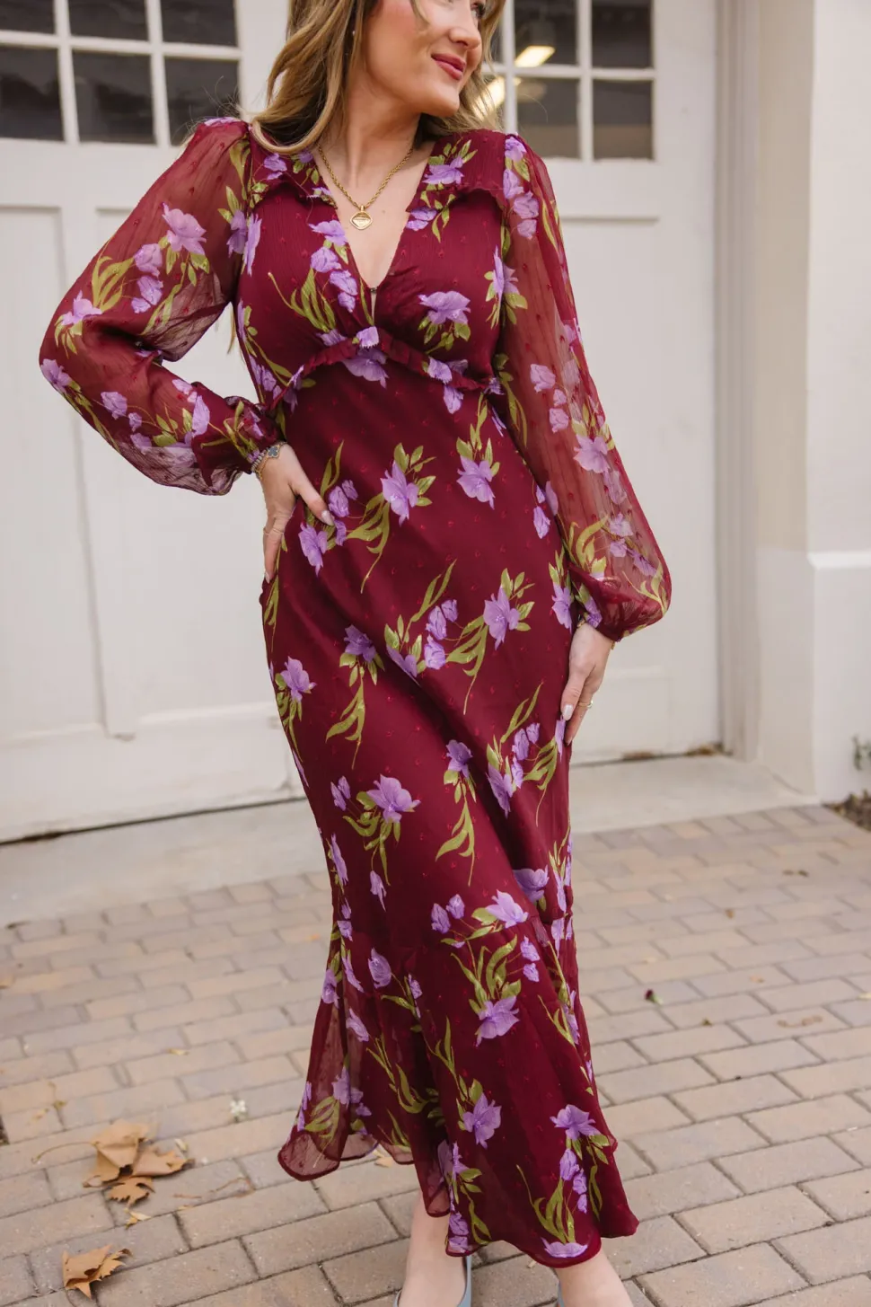 Calantha Dress in Burgundy Floral