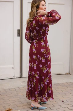 Calantha Dress in Burgundy Floral