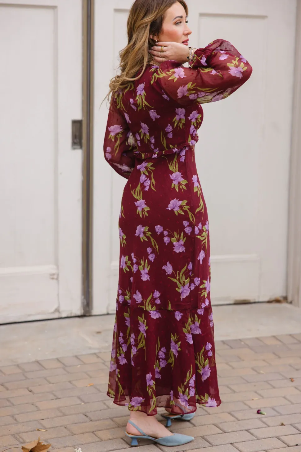 Calantha Dress in Burgundy Floral