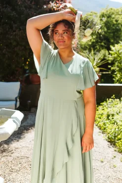 Callie Dress in Sage Chiffon
