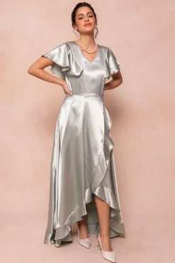 Callie Dress in Sage Satin