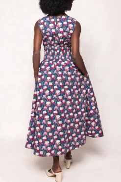 Carly Dress in Navy Pressed Petals