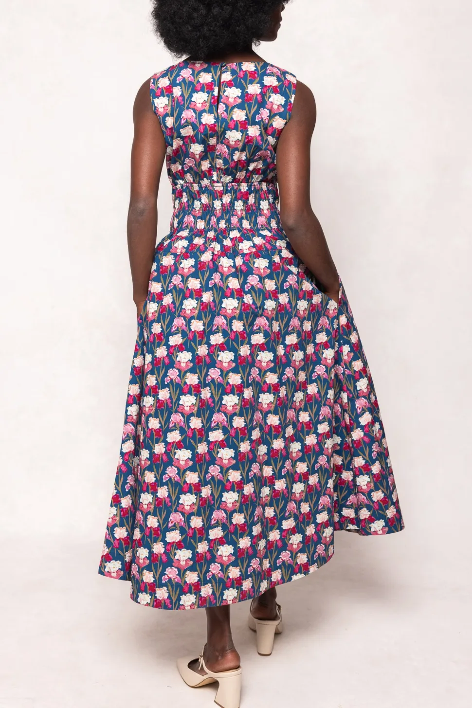 Carly Dress in Navy Pressed Petals