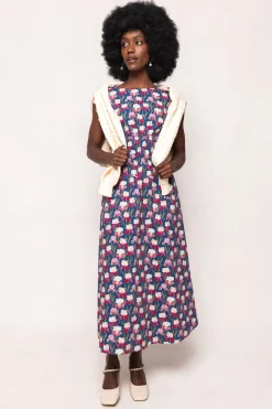 Carly Dress in Navy Pressed Petals