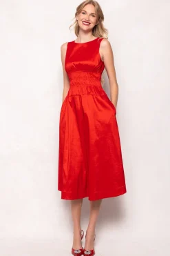 Carly Dress in Red Taffeta