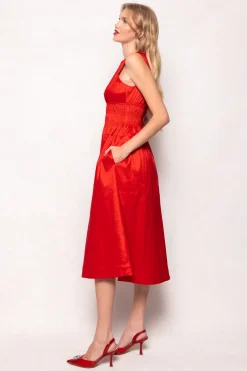 Carly Dress in Red Taffeta