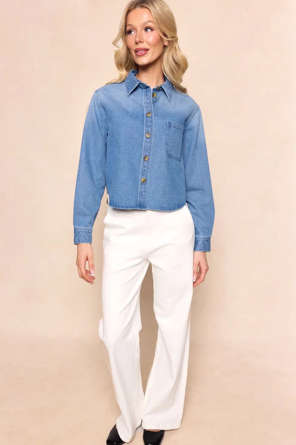 Caroline Top in Light Wash Denim
