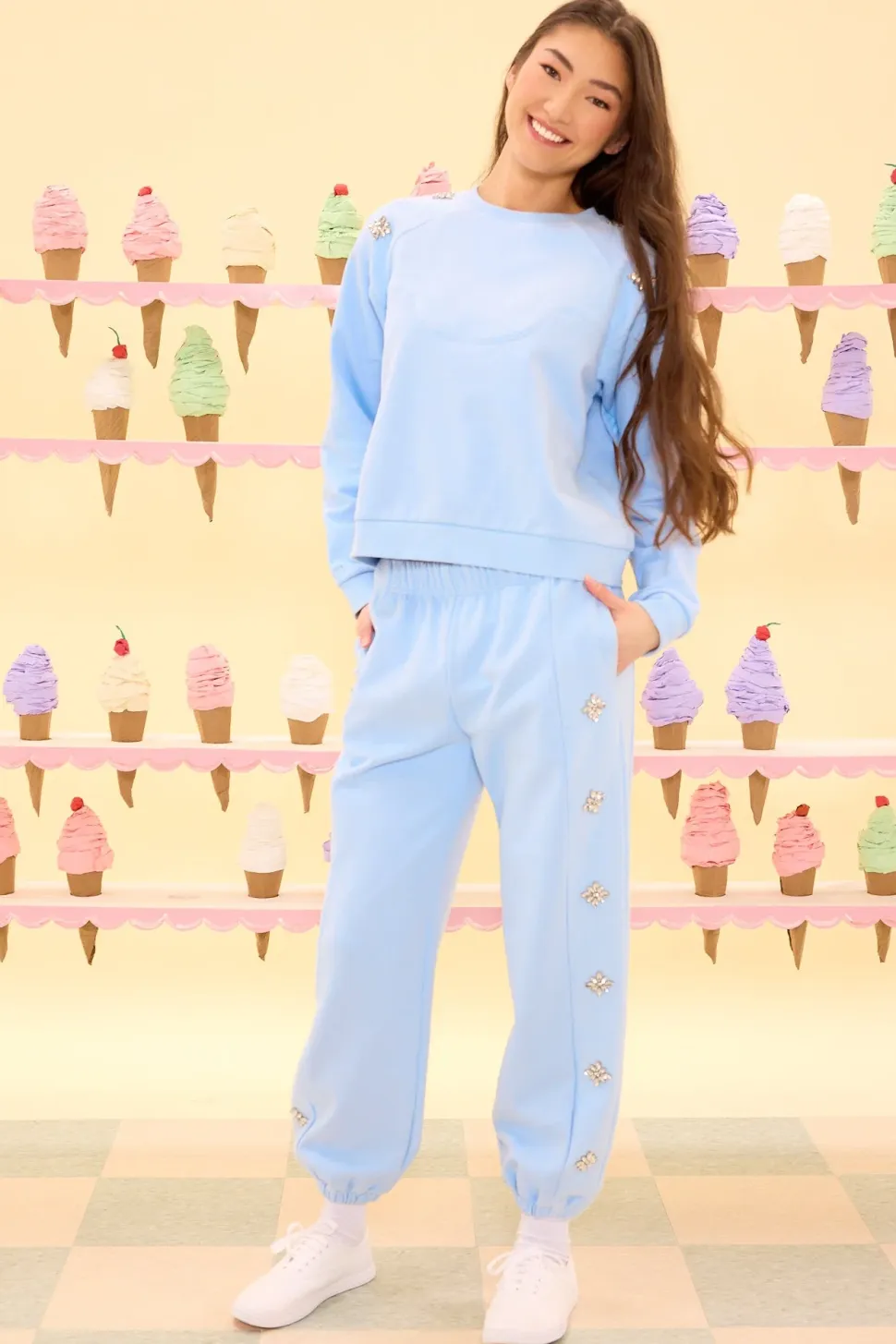Casey Crewneck Sweatshirt in Light Blue