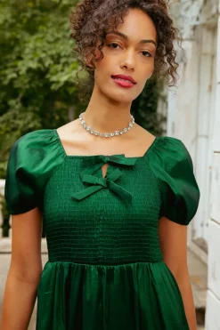 Cassie Dress in Green Taffeta