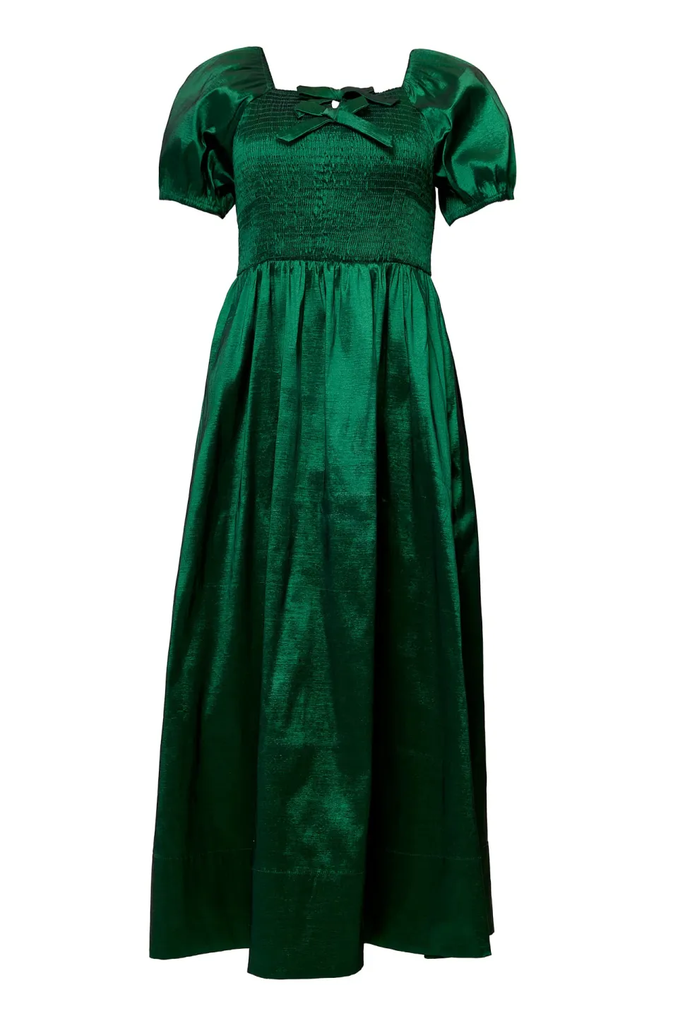 Cassie Dress in Green Taffeta