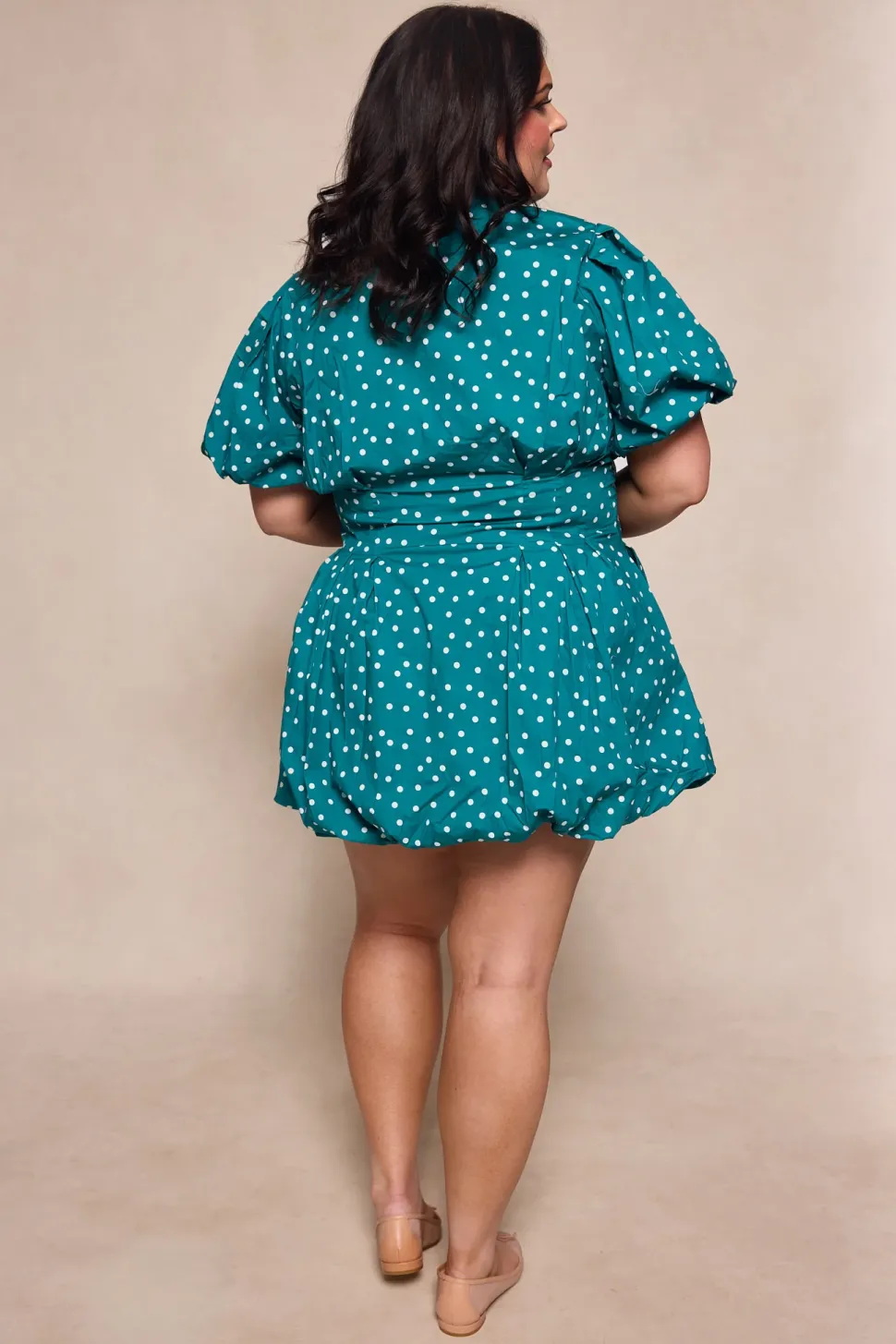 Cody Dress in Deep Teal Polka Dot