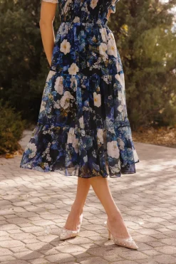 Cordelia Dress in Winter Rose Garden