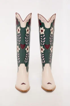 Dakota Boot in Green & Cream
