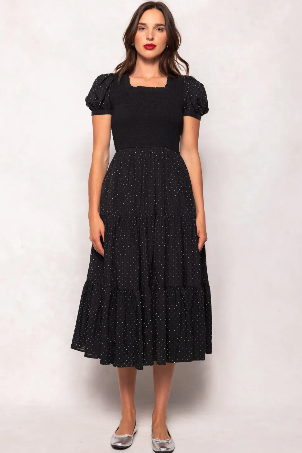 Darby Dress in Black Diamonte