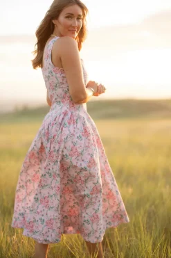 Edith Dress in Pink Sketched Flower