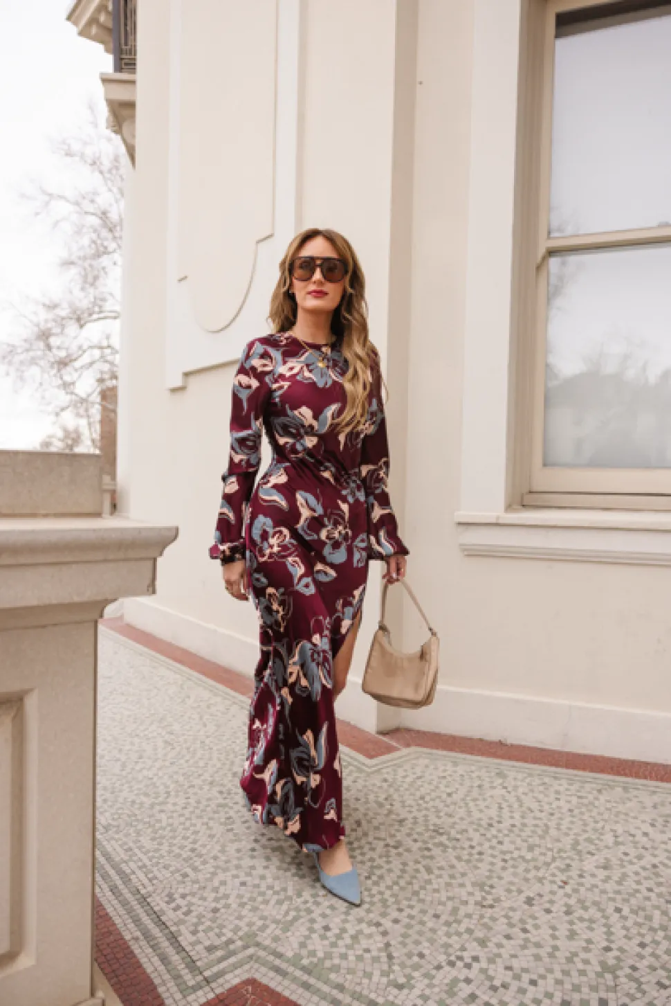 Elyse Dress in Burgundy Floral