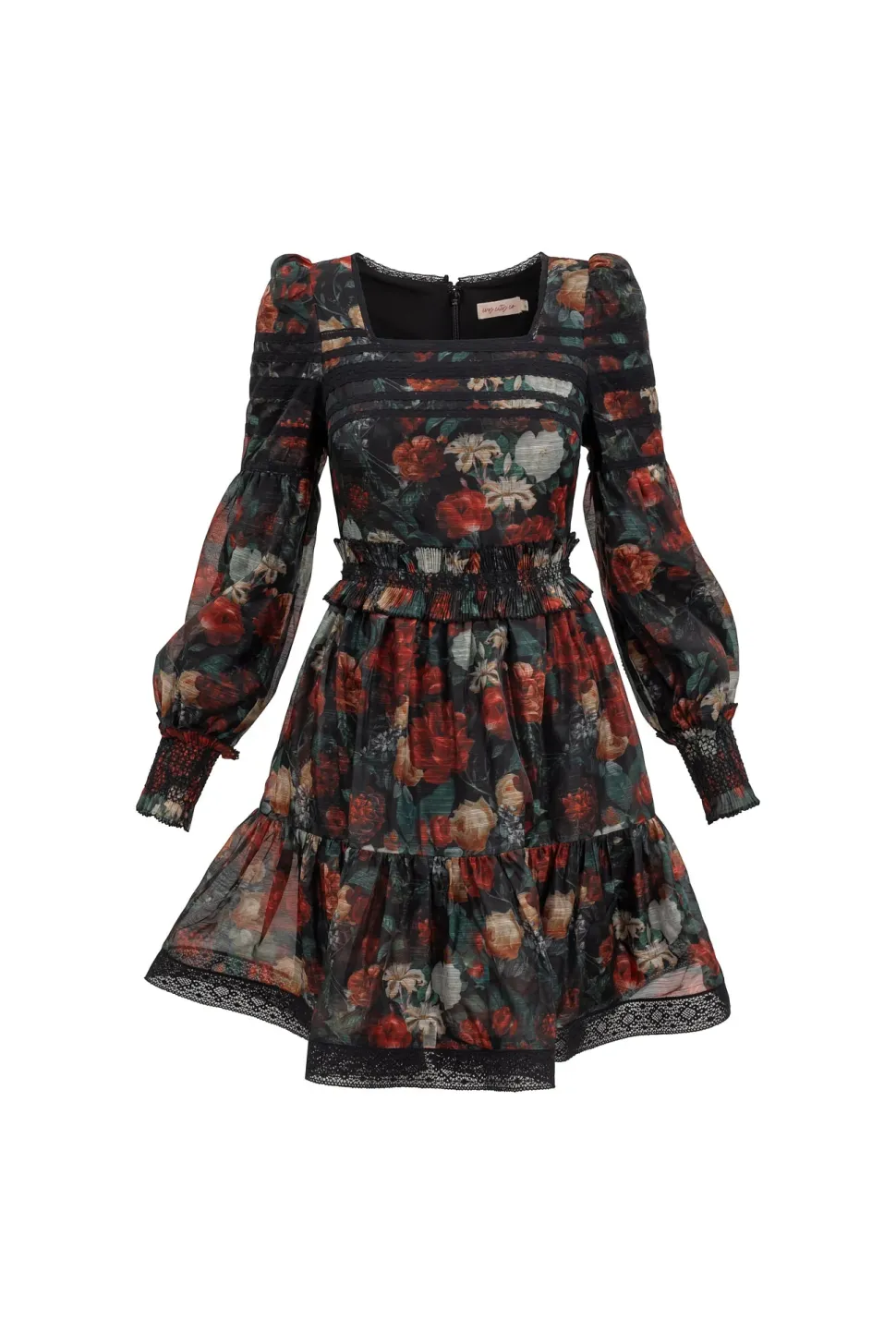Evangeline Dress in Midnight Roses