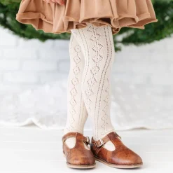 Fancy Knit Tights in Vanilla