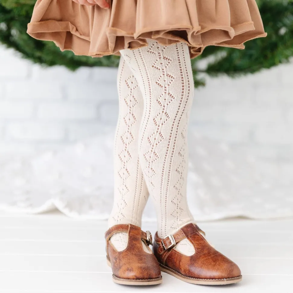 Fancy Knit Tights in Vanilla