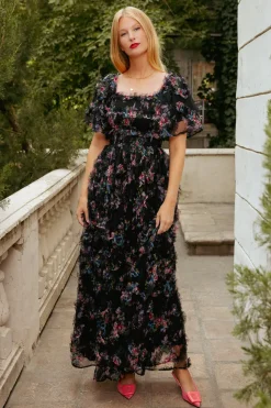Florentina Dress in Obsidian Garden