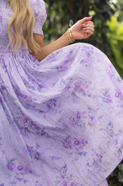 Flynn Midi Dress in Lavender Aquarelle Fleur