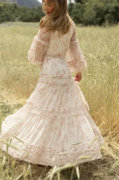 Geneva Dress in Banana Creme Aquarelle Fleur