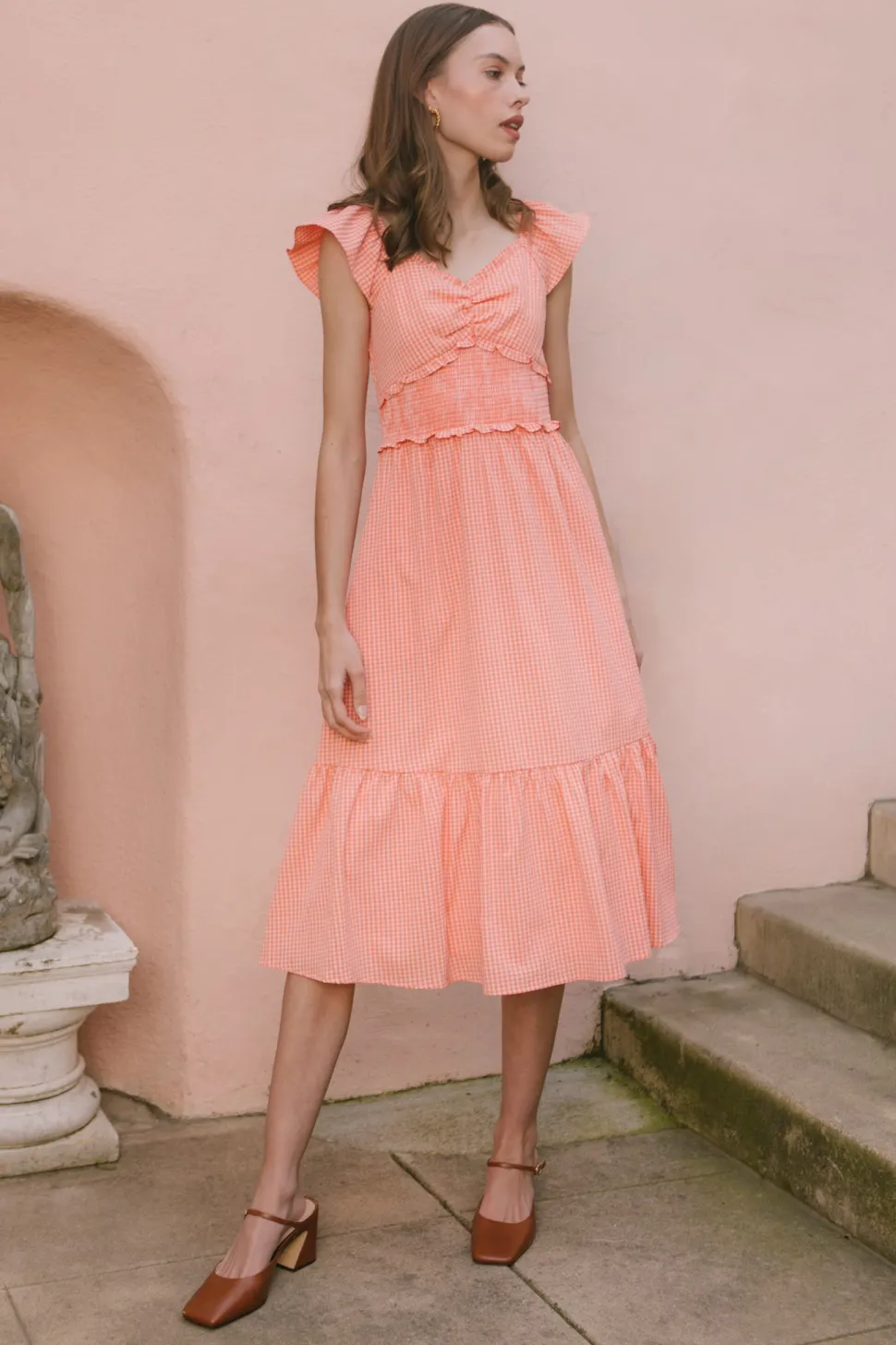 Gidget Dress in Orange Gingham
