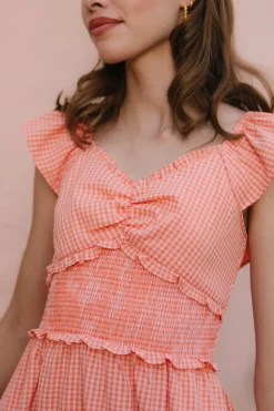 Gidget Dress in Orange Gingham