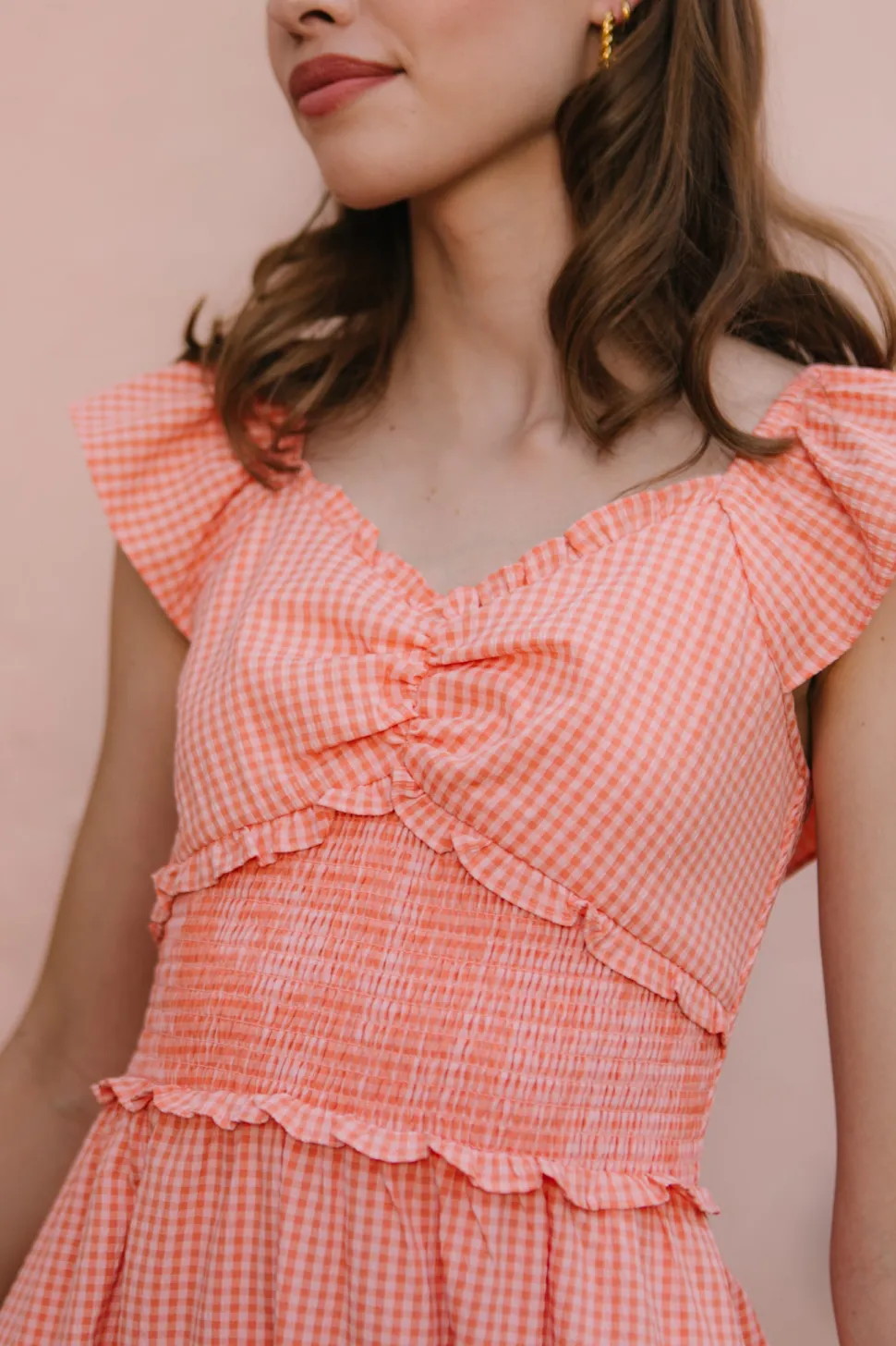 Gidget Dress in Orange Gingham