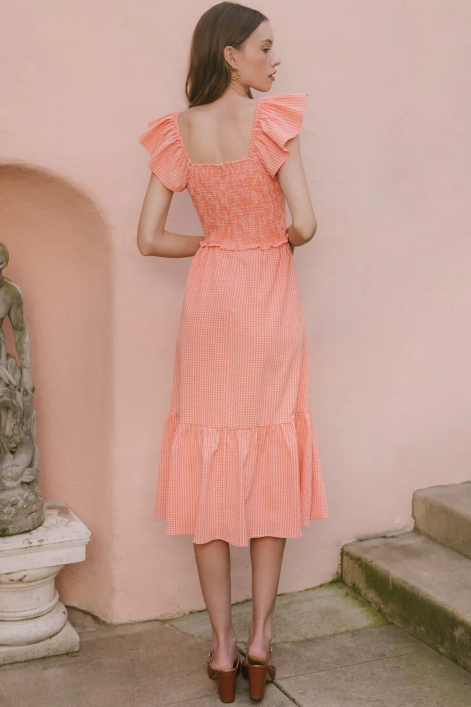 Gidget Dress in Orange Gingham