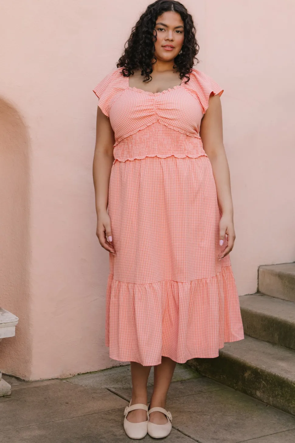 Gidget Dress in Orange Gingham