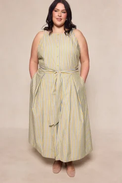 Glen Dress in Green Stripe