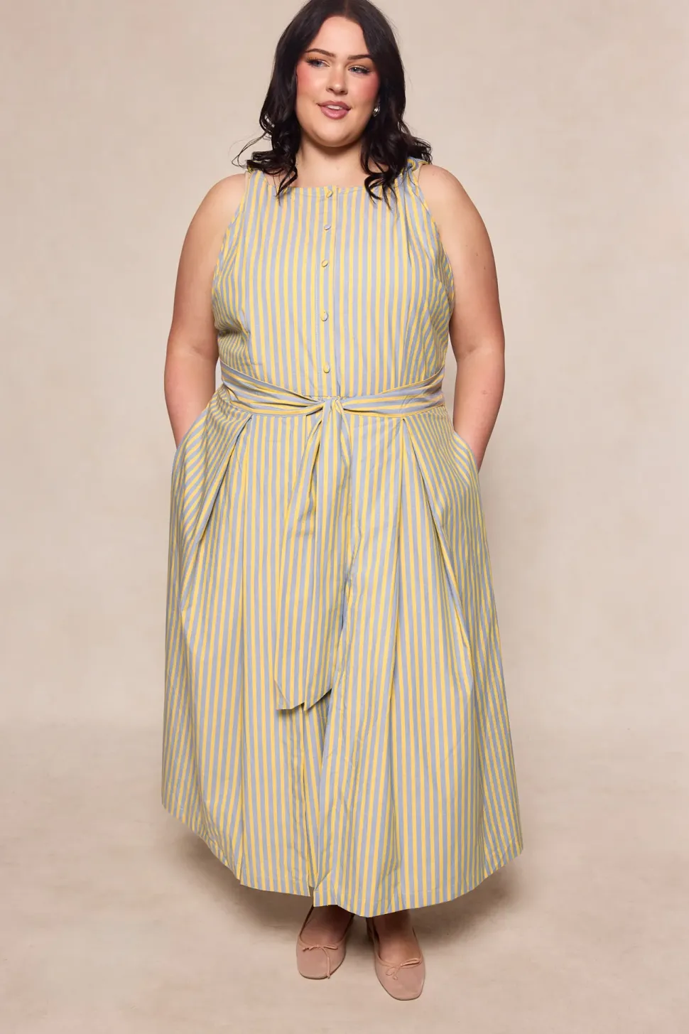 Glen Dress in Green Stripe