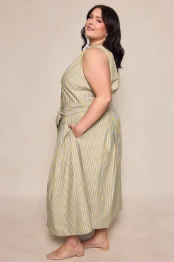 Glen Dress in Green Stripe