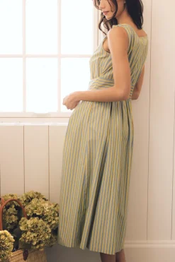 Glen Dress in Green Stripe