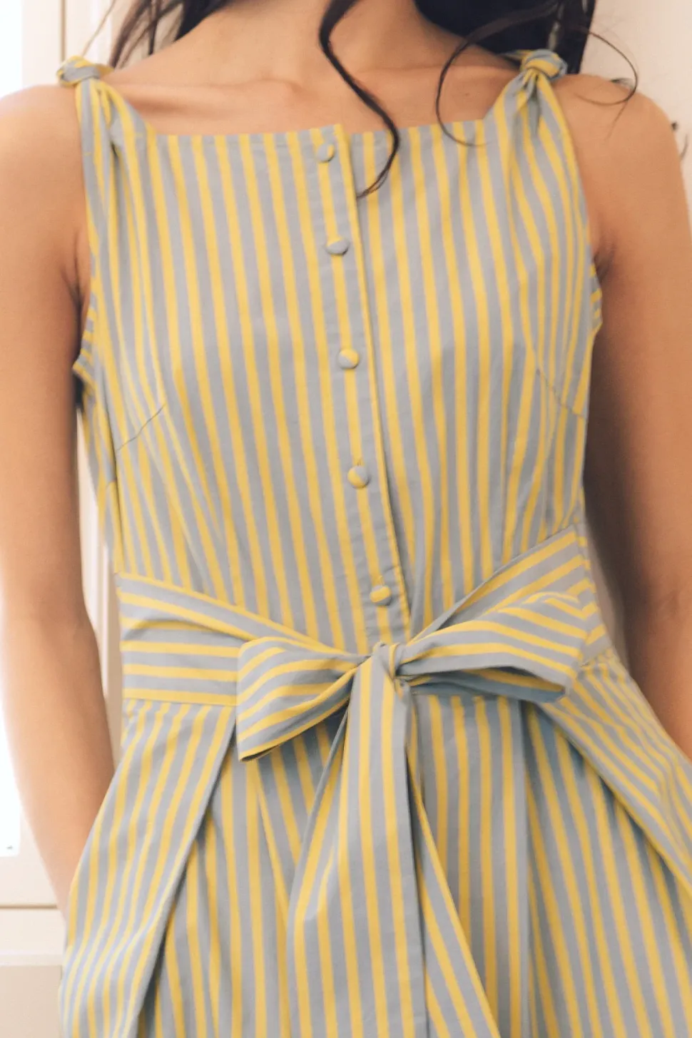 Glen Dress in Green Stripe