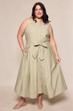 Glen Dress in Green Stripe