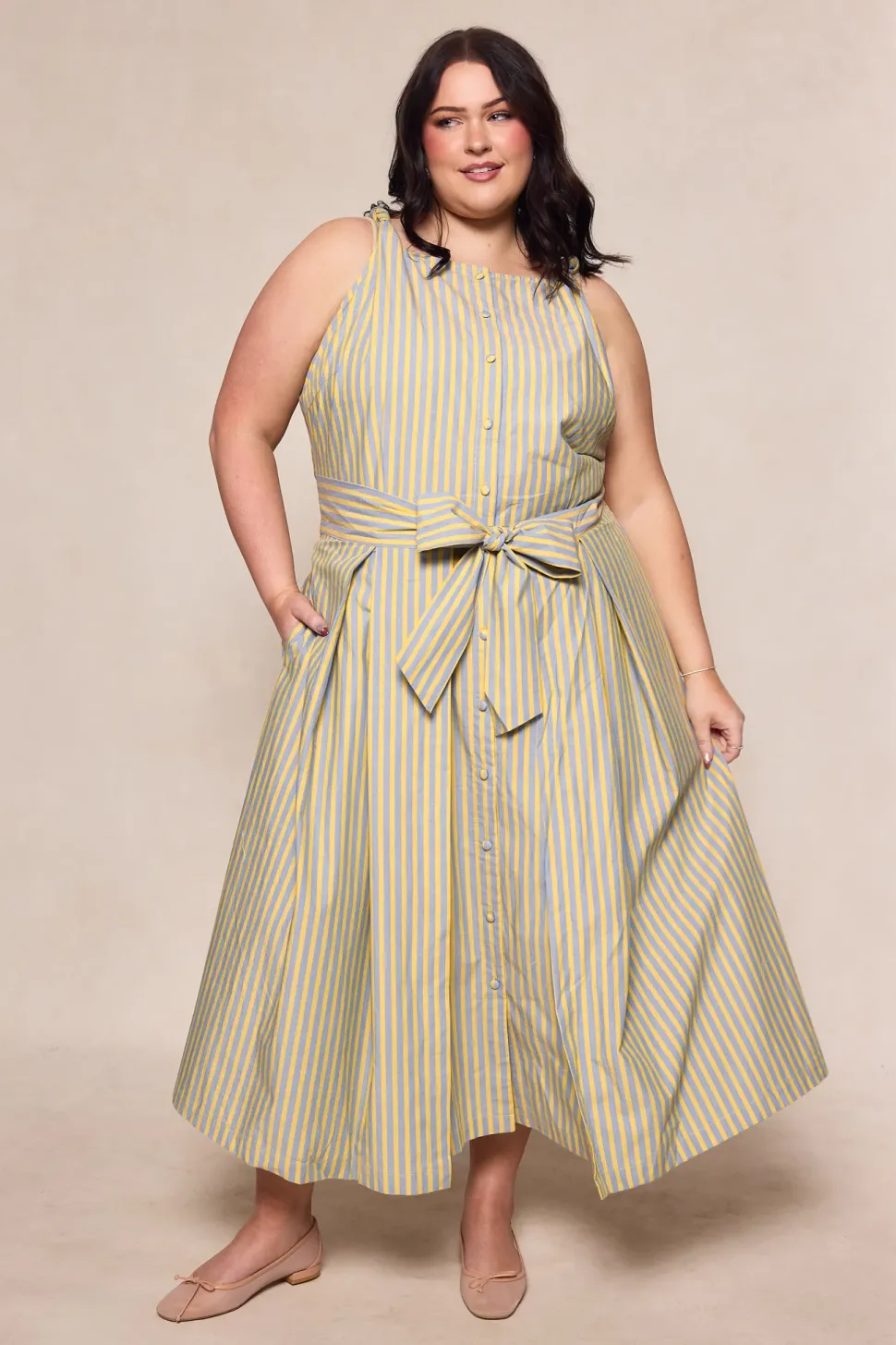 Glen Dress in Green Stripe