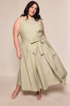 Glen Dress in Green Stripe