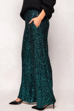 Gloria Pants in Emerald Sequin