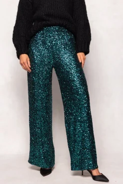 Gloria Pants in Emerald Sequin