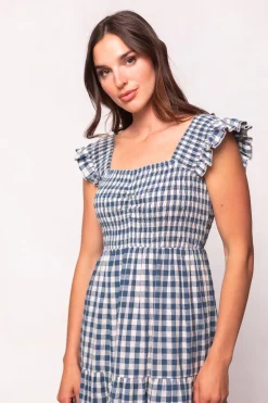Hailey Dress in Indigo Gingham