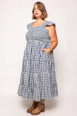 Hailey Dress in Indigo Gingham