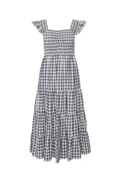 Hailey Dress in Indigo Gingham