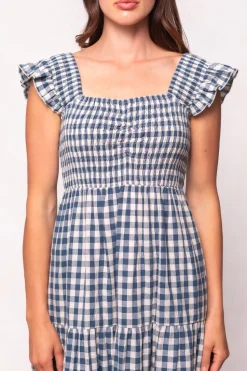 Hailey Dress in Indigo Gingham