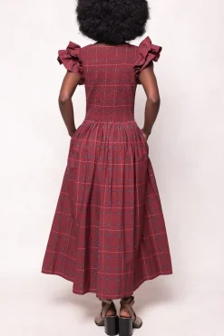 Hattie Dress in Burgundy Plaid