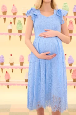 Hattie Dress in Cornflower Blue Lace