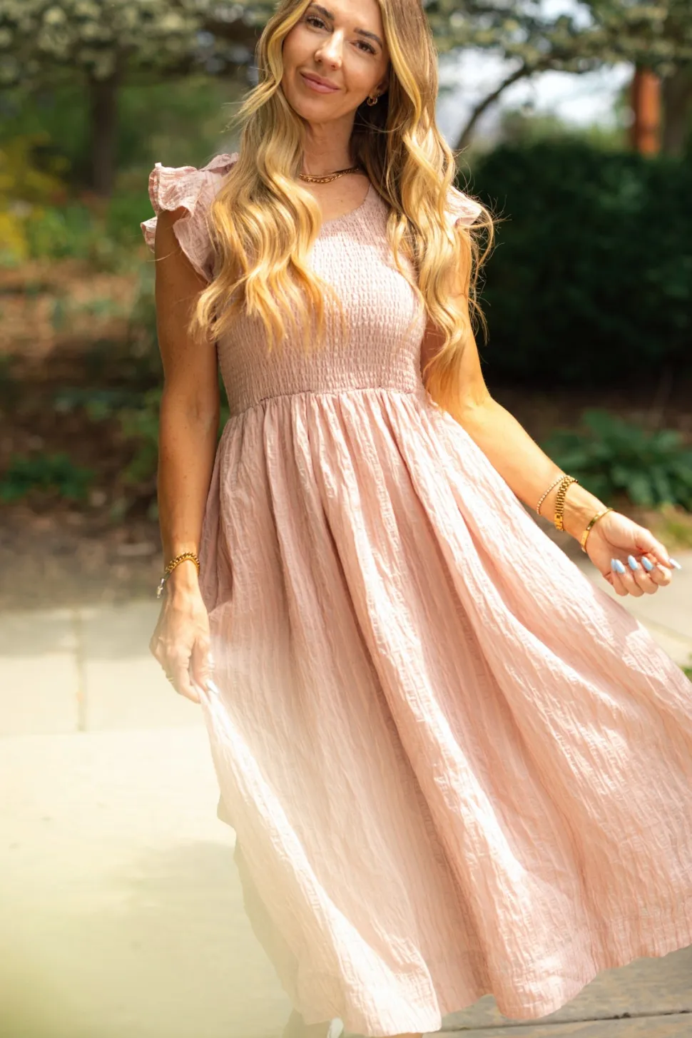 Hattie Dress in Pink Stripes